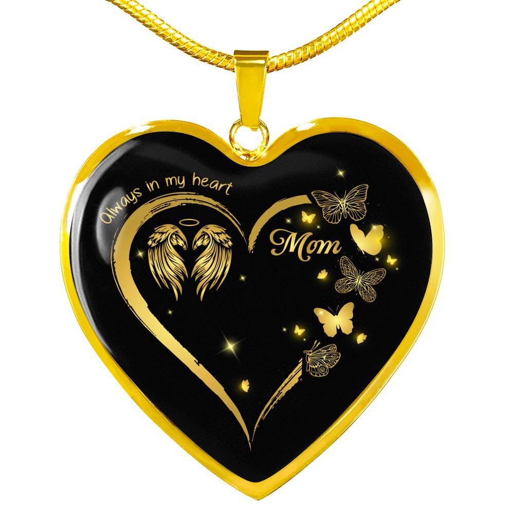 Mom Always In My Heart Loss Of Mom Heart Pendant Necklace - Mom Remembrance Necklace - Heart Luxury Necklace (Gold Plated) Mom Always In My Heart Loss Of Mom Heart Pendant Necklace - Mom Remembrance Necklace - Heart Luxury Necklace (Gold Plated)