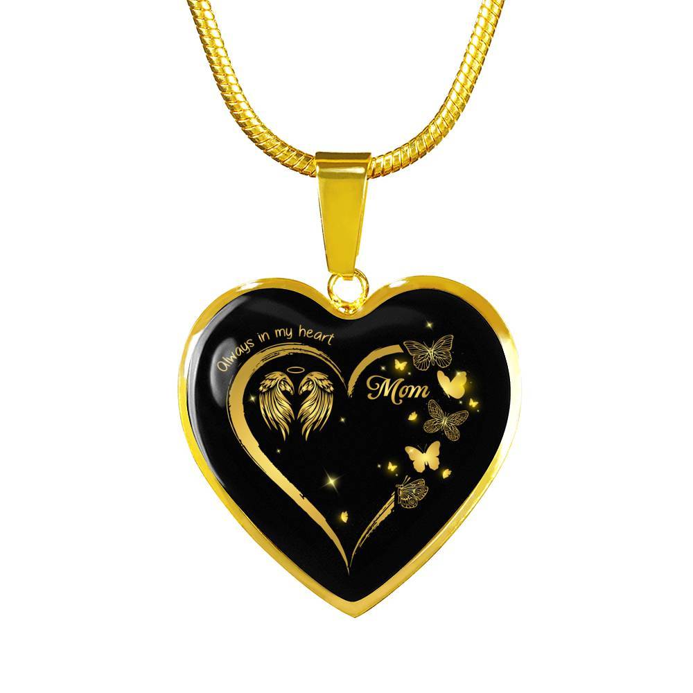 Mom Always In My Heart Loss Of Mom Heart Pendant Necklace - Mom Remembrance Necklace - Heart Luxury Necklace (Gold Plated) Mom Always In My Heart Loss Of Mom Heart Pendant Necklace - Mom Remembrance Necklace - Heart Luxury Necklace (Gold Plated)