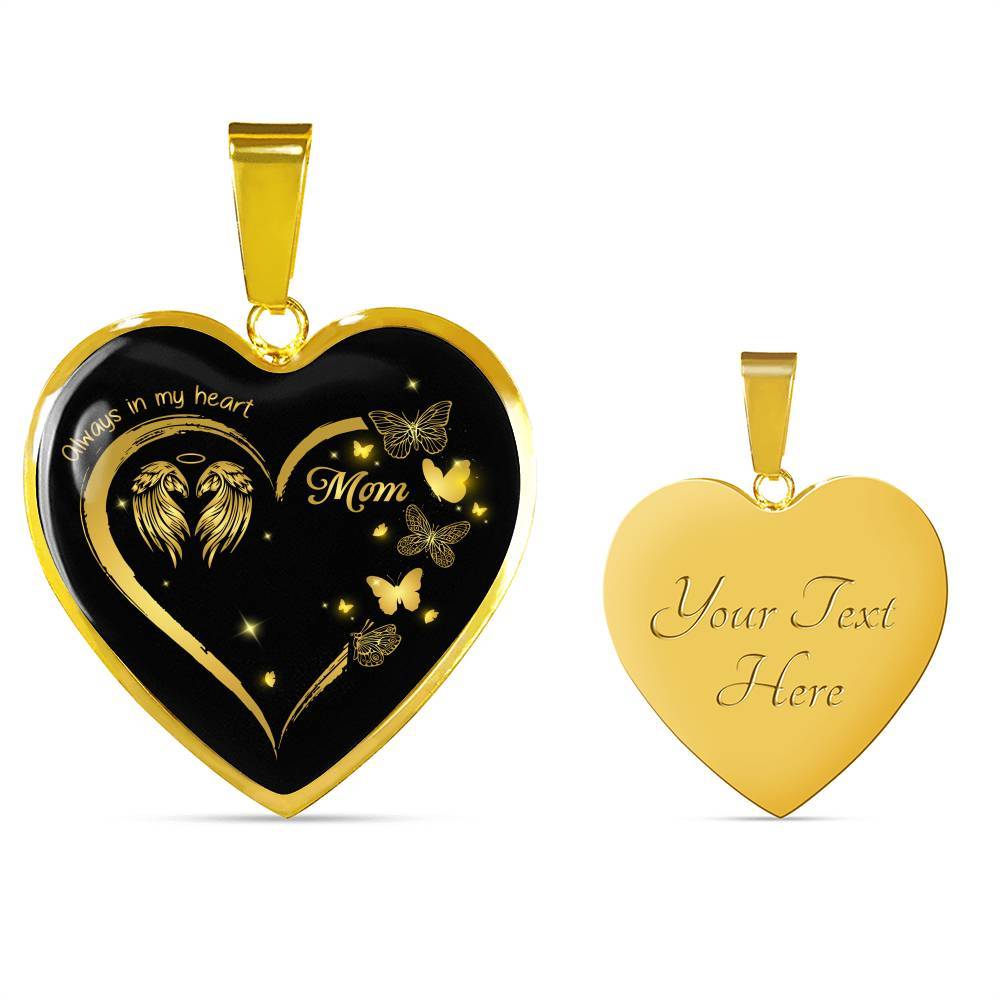 Mom Always In My Heart Loss Of Mom Heart Pendant Necklace - Mom Remembrance Necklace - Heart Luxury Necklace (Gold Plated) Mom Always In My Heart Loss Of Mom Heart Pendant Necklace - Mom Remembrance Necklace - Heart Luxury Necklace (Gold Plated)