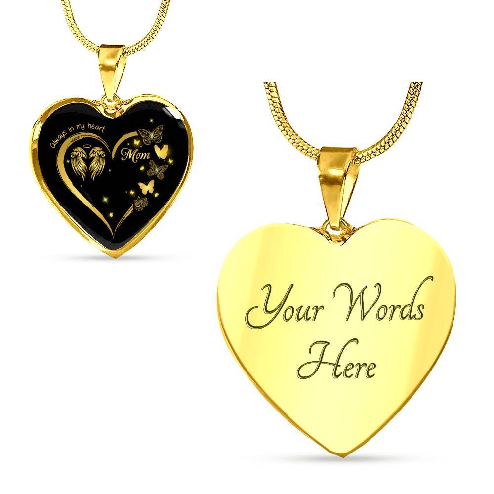 Mom Always In My Heart Loss Of Mom Heart Pendant Necklace - Mom Remembrance Necklace - Heart Luxury Necklace (Gold Plated) Mom Always In My Heart Loss Of Mom Heart Pendant Necklace - Mom Remembrance Necklace - Heart Luxury Necklace (Gold Plated)