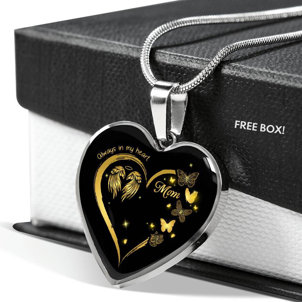 Mom Always In My Heart Loss Of Mom Heart Pendant Necklace - Mom Remembrance Necklace - Heart Luxury Necklace (Silver) Mom Always In My Heart Loss Of Mom Heart Pendant Necklace - Mom Remembrance Necklace - Heart Luxury Necklace (Silver)
