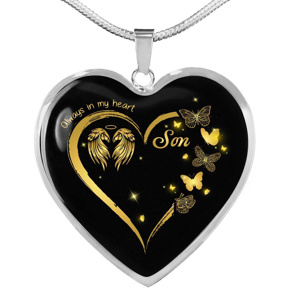 Son Always In My Heart Loss Of Son Heart Pendant Necklace - Son Remembrance Necklace - Heart Luxury Necklace (Silver) Son Always In My Heart Loss Of Son Heart Pendant Necklace - Son Remembrance Necklace - Heart Luxury Necklace (Silver)