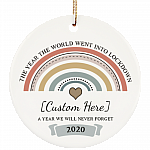 Personalized The Year The World Went Into Lockdown A Year We Will Never Forger Circle Christmas Ceramic Ornament, White, Ceramic Circle Ornament Personalized The Year The World Went Into Lockdown A Year We Will Never Forger Circle Christmas Ceramic Ornament, White, Ceramic Circle Ornament