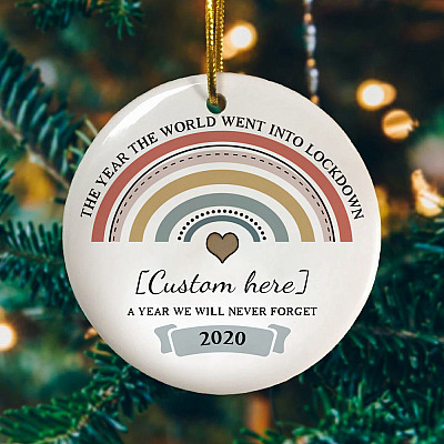 Alternative view of Personalized The Year The World Went Into Lockdown A Year We Will Never Forget Circle Christmas Ceramic Ornament