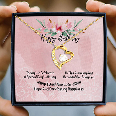 Alternative view of Happy Birthday Today We Celebrate A Special Day With Joy Forever Love Pendant Necklace