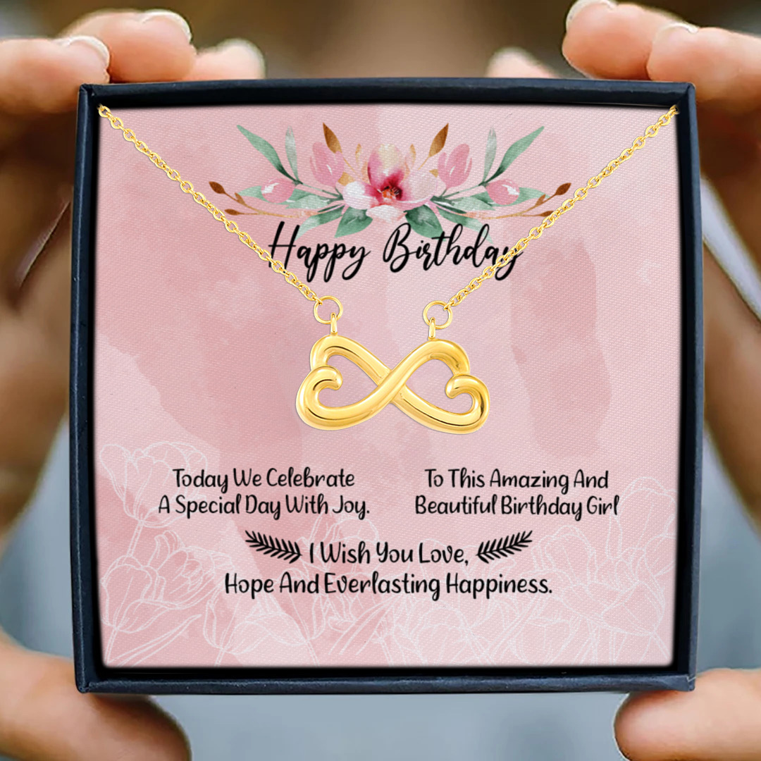 80 HG. Birthday Today We Celebrate(3) Infinity Heart Necklace (Gold) 3