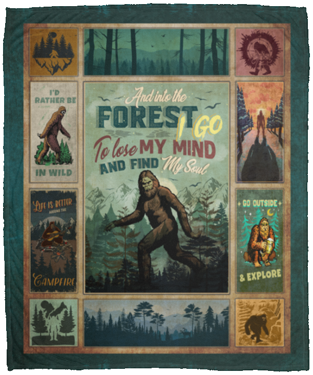 Bigfoot And Into The Forest I Go To Lose My Mind And Find My Soul Fleece Blanket - Mink Sherpa Blanket, White, Cozy Plush Fleece Blanket - 50x60 Bigfoot And Into The Forest I Go To Lose My Mind And Find My Soul Fleece Blanket - Mink Sherpa Blanket, White, Cozy Plush Fleece Blanket - 50x60