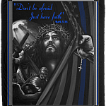 Don't Be Afraid Just Have Faith Jesus Fleece Blanket - Mink Sherpa Blanket - Woven Blanket, White, Cozy Plush Fleece Blanket - 50x60