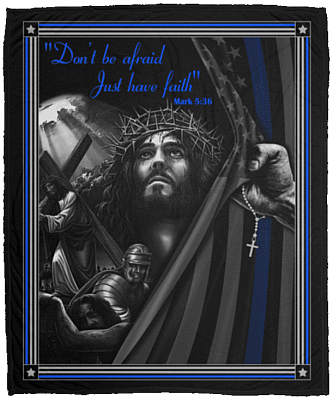Don't Be Afraid Just Have Faith Jesus Fleece Blanket - Mink Sherpa Blanket - Woven Blanket, White, Cozy Plush Fleece Blanket - 50x60