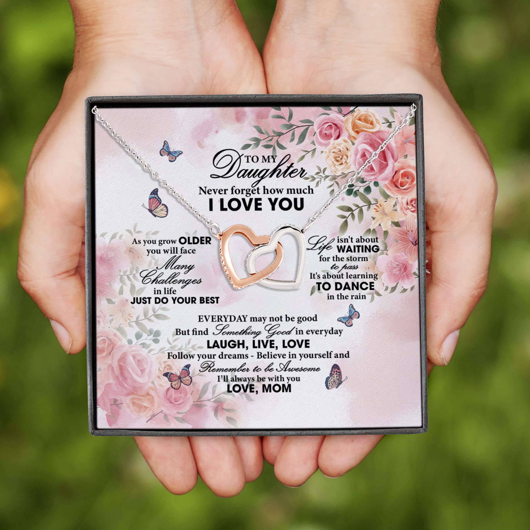 1Th. How Much I Love You Daughter Interlocking Hearts Necklace