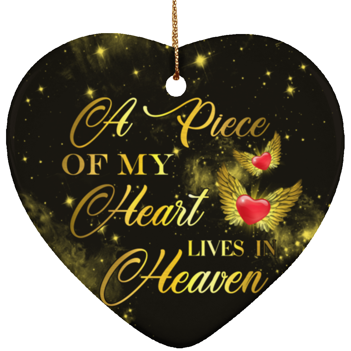 Wings Heart A Piece Of My Heart Lives In Heaven Christmas Keepsake - Holiday Flat Heart Porcelain Ceramic Ornament, White, Heart Ornament Wings Heart A Piece Of My Heart Lives In Heaven Christmas Keepsake - Holiday Flat Heart Porcelain Ceramic Ornament, White, Heart Ornament