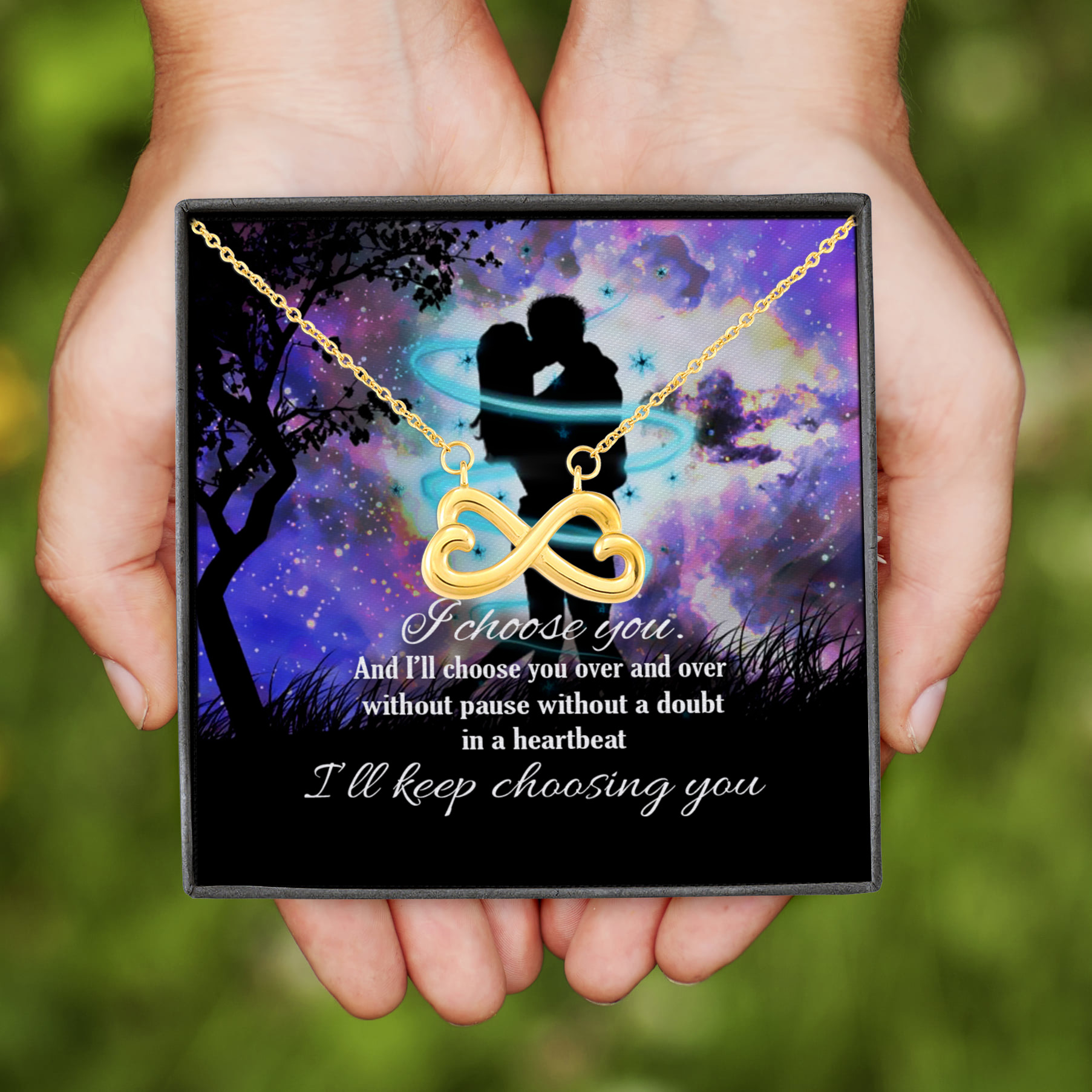 7LV. Keep Choosing_message2 Infinity Heart Necklace (Gold)