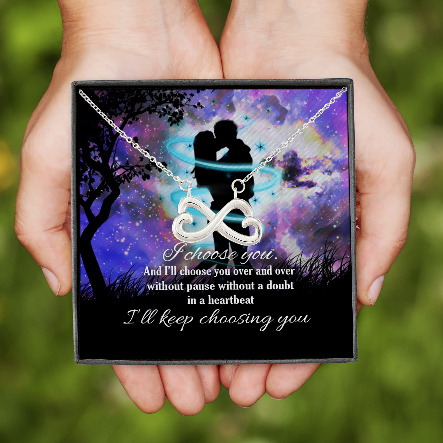 7LV. Keep Choosing_message2 Infinity Heart Necklace (Silver)