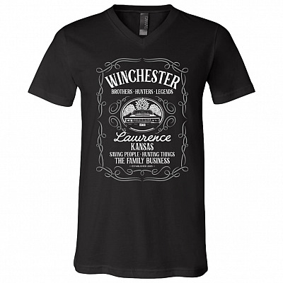 Winchester Brothers Hunters Legends Witch Supernatural T-Shirt - V-Neck, Black, V-Neck T-Shirt