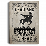 Sleepy Hollows Dead and Breakfast Please Book a Head, White, 0.75'' Framed Canvas