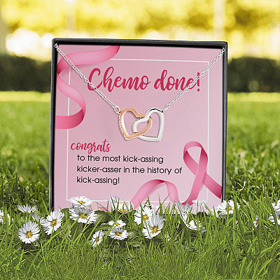 Chemo Done Congrats to the Most Kick-Assing Kicker-Asser Breast Cancer Survivor Interlocking Hearts Pendant Necklace