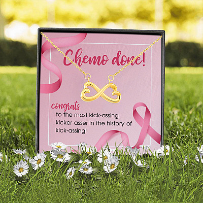 Chemo Done Congrats to the Most Kick-Assing Kicker-Asser Breast Cancer Survivor Infinity Heart Pendant Necklace