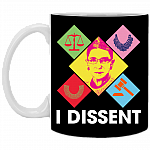 The Notorious RBG I Dissent Ruth Bader Ginsburg RBG Dissent Collar Feminist Ceramic Coffee Mug - Travel Bottle, Black, 11 oz. White Mug