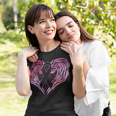 Alternative view of Breast Cancer Pink Wings Warrior Cancer Survivor T-shirt - V-neck - Breast Cancer Awareness Pink Ribbon Tee Shirt