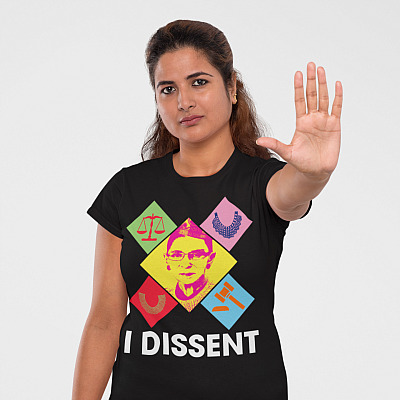 Alternative view of Notorious RBG I Dissent Ruth Bader Ginsburg T-Shirt - V-Neck - RBG Dissent Collar Feminist Shirt