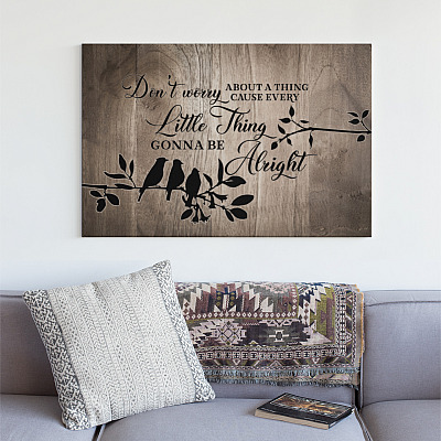 Alternative view of Three Little Birds Don't Worry Gallery Wrapped Framed Canvas Prints – Unframed Poster - Decor Wall Art