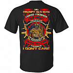 I Am A Grumpy Old Man Print On Back T-Shirt - Funny Veteran Grumpy Old Man Shirt, Black, Unisex T-Shirt