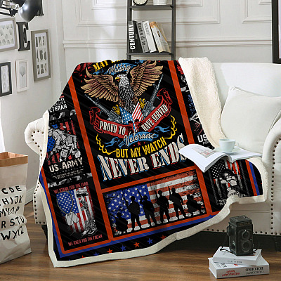 Alternative view of My Time In Uniform May Be Over But My Watch Never Ends Veteran Gifts For Dad Fleece Blanket-Mink Blanket
