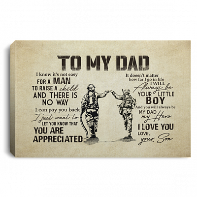 To My Dad Firefighter Canvas Poster, White, 0.75'' Framed Canvas