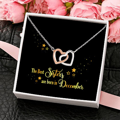 Alternative view of The Best Sisters Are Born In December Interlocking Hearts Pendant Necklace - Sister Birthday Gifts from Sister