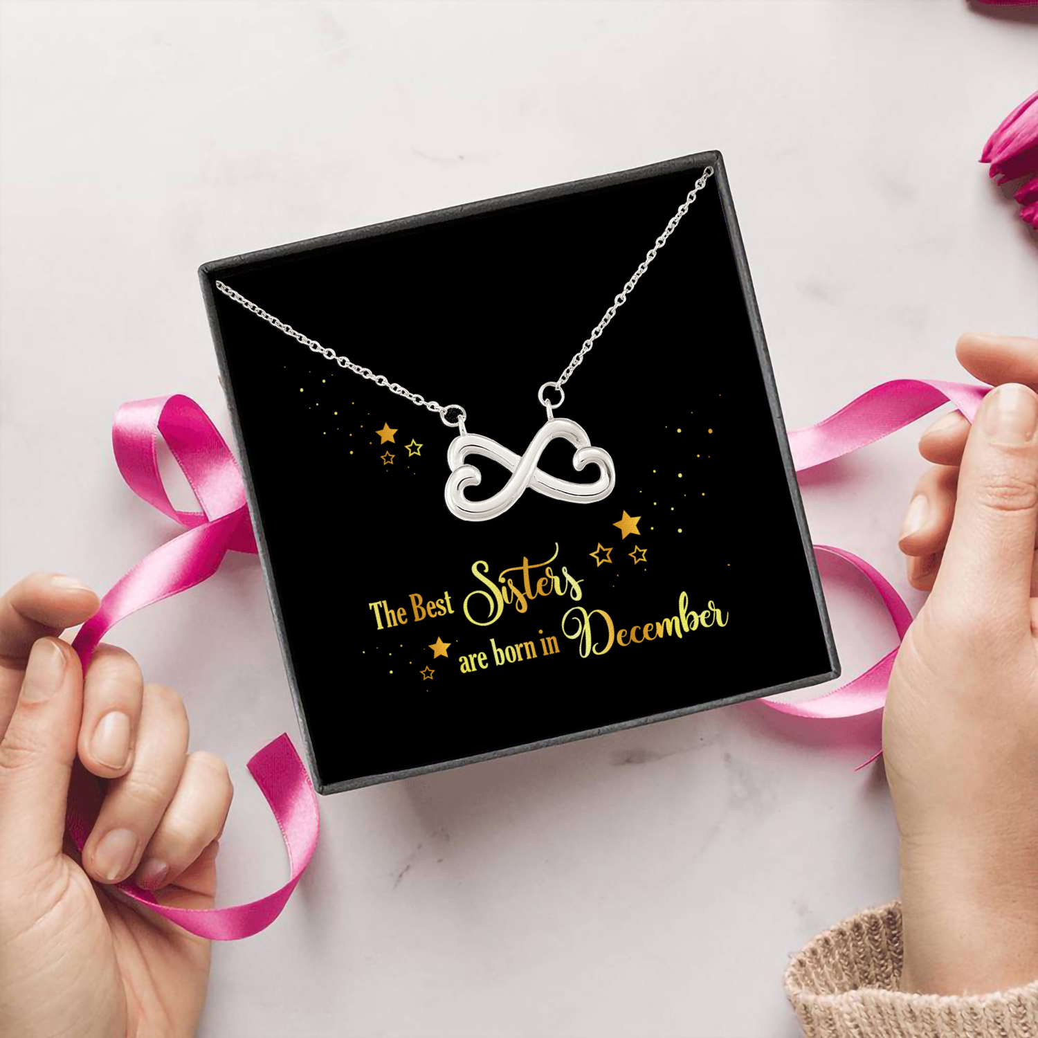 8Th. Best Sister 12 Infinity Heart Necklace (Silver) 5