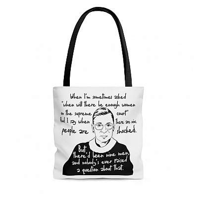 Notorious RBG When There Are Nine All Over Print Tote Bag - Shoulder Bag - Reusable Grocery Shopping Bag