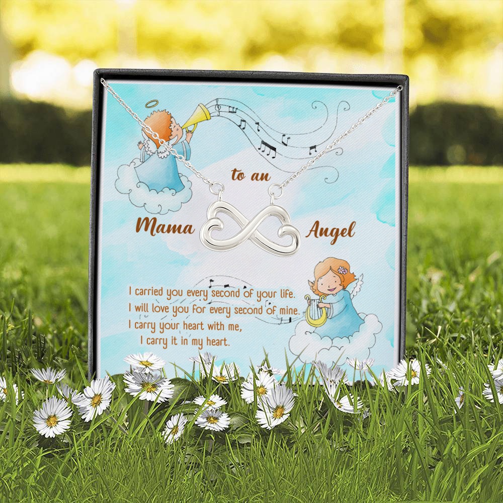 4O. Mama To Angel (4) Infinity Heart Necklace (Silver) 2