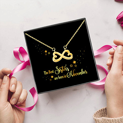 The Best Sisters Are Born In November Infinity Heart Pendant Necklace - Sister Birthday Gifts from Sister