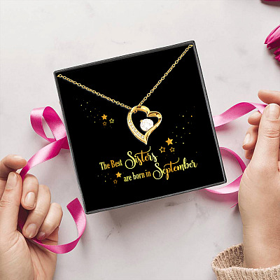 The Best Sisters Are Born In September Forever Love Pendant Necklace - Sister Birthday Gifts from Sister