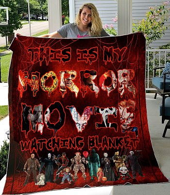 Alternative view of This Is My Horror Movie Watching Blanket - Halloween Fleece Blanket - Premium Sherpa Blanket - Woven Blanket