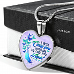 I Will Carry You With Me Til' I See You Again Butterfly Heart Pendant Necklace - Memorial Gift Necklace - Heart Luxury Necklace (Silver)