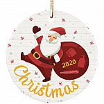 Cute Santa Claus Xmas Tree Hanging Accessories Christmas Ornament Keepsake - Circle Porcelain Ornament, White, Circle Ornament