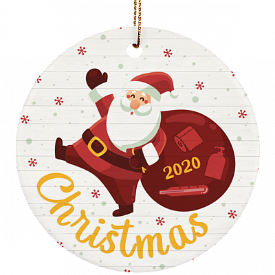 Cute Santa Claus Xmas Tree Hanging Accessories Christmas Ornament Keepsake - Circle Porcelain Ornament, White, Circle Ornament