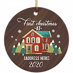 Personalized First Christmas Holiday Christmas - Flat Circle Porcelain Ceramic Ornament - Decoration Gift, White, Circle Ornament Personalized First Christmas Holiday Christmas - Flat Circle Porcelain Ceramic Ornament - Decoration Gift, White, Circle Ornament