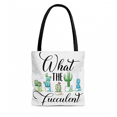 Succulent What The Fucculent All Over Print Tote Bag - Shoulder Bag - Succulent Reusable Grocery Shopping Bag