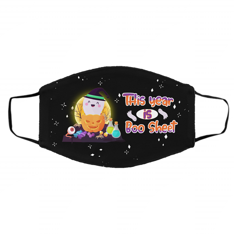 This Year Is Boo Sheet Washable Reusable Custom - Printed Cloth Face Mask Cover, Black, Cloth Face Cover – Medium/Large