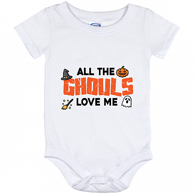 All The Ghouls Love Me Halloween Baby Onesie – Toddler Baby Infant Bodysuit - 1st Halloween Newborn Clothing, White, Baby Onesie - 12 Month