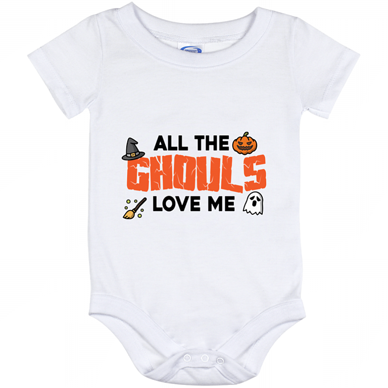 All The Ghouls Love Me Halloween Baby Onesie – Toddler Baby Infant Bodysuit - 1st Halloween Newborn Clothing, White, Baby Onesie - 12 Month