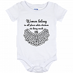 Women Belong In All Places Dissent Collar RBG Ruth Bader Ginsburg Baby Onesie – Toddler Baby Infant Bodysuit, White, Baby Onesie - 12 Month