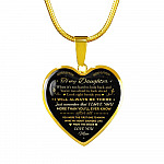 Mom to My Daughter When It's Too Hard to Look Back I Always Be There Heart Pendant Necklace - Heart Luxury Necklace (Gold Plated)