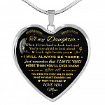 Mom to My Daughter When It's Too Hard to Look Back I Always Be There Heart Pendant Necklace - Heart Luxury Necklace (Silver)