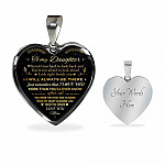 Mom to My Daughter When It's Too Hard to Look Back I Always Be There Heart Pendant Necklace - Heart Luxury Necklace (Silver)