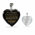 Dad to My Daughter When It's Too Hard to Look Back I Always Be There Heart Pendant Necklace - Heart Luxury Necklace (Silver)