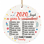 Personalized 2020 Worst Of The Year Checklist Funny Christmas Circle Ceramic Ornament, White, Circle Ornament