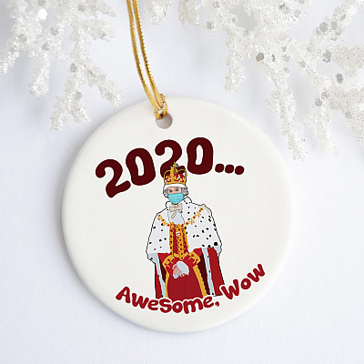 Alternative view of 2020 Awesome Wow Funny Hamilton King George Christmas Circle Ornament Keepsake